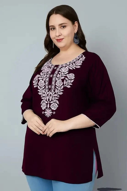 100 Zoo Women's Cotton Kurti with Intricate Embroidery Pack of Two