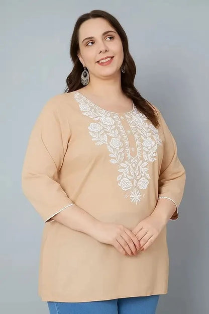 100 Zoo Women's Cotton Kurti with Intricate Embroidery Pack of Two
