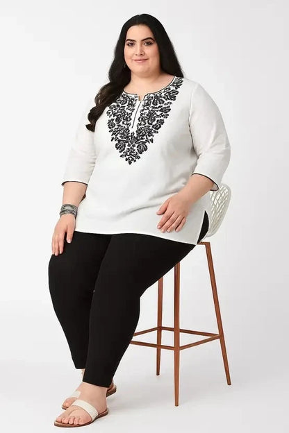100 Zoo Women's Cotton Kurti with Intricate Embroidery Pack of Two