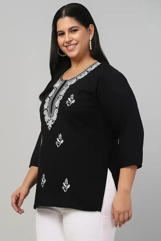 100 Zoo Women's Cotton Kurti with Intricate Embroidery Pack of Two