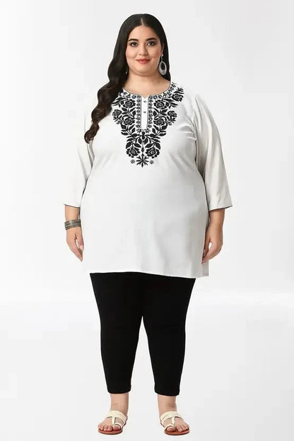 100 Zoo Women's Cotton Kurti with Intricate Embroidery Pack of Two