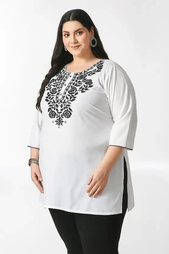 100 Zoo Women's Cotton Kurti with Intricate Embroidery Pack of Two