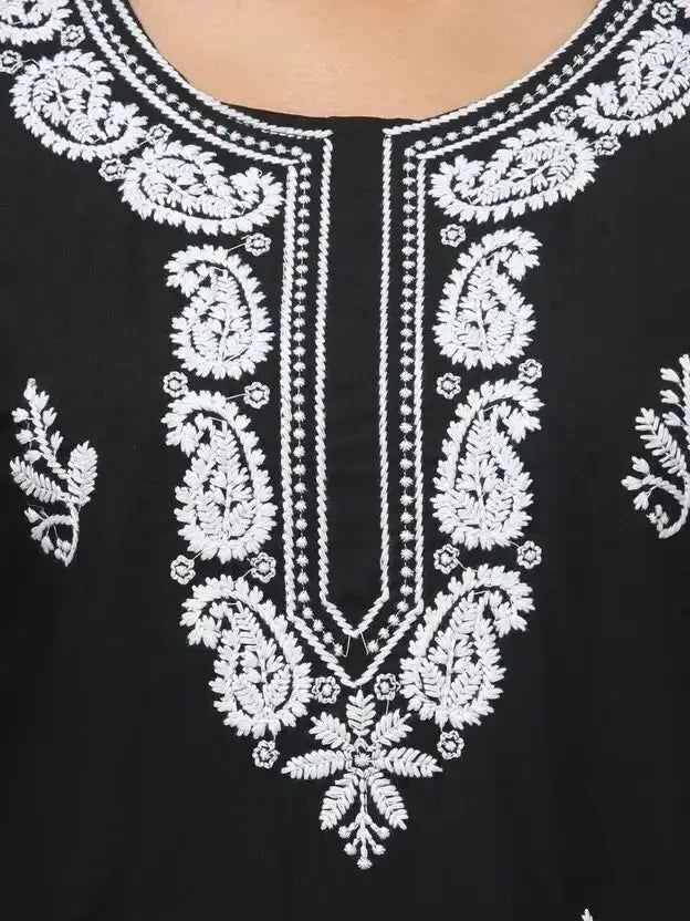 100 Zoo Women's Cotton Kurti with Intricate Embroidery Pack of Two