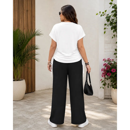Women's Cotton Blend Crop Top & Track Pant Co-Ord Set