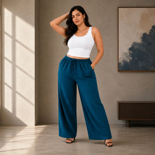 Womens elasticated waist loose straight fit Jeans KGDJNS-404042