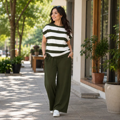 100 ZOO Women's Cotton Blend T-Shirt & Track Pants Co-Ord Set