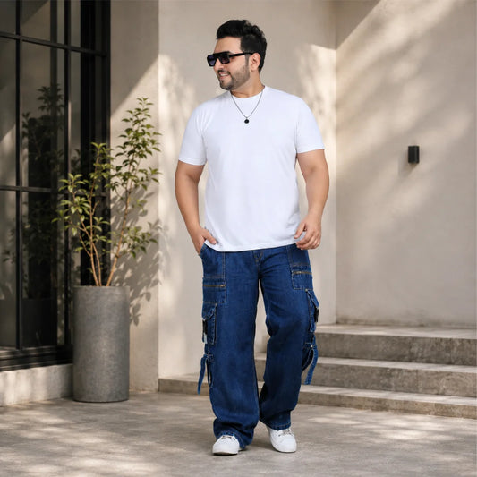 Men's Plus Size Denim Cargo KGDCRG-406103