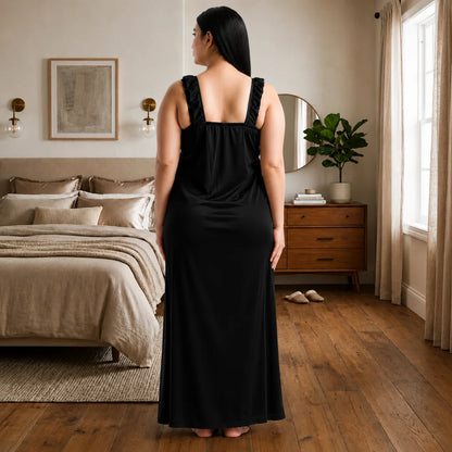 Women's 6-Piece Satin Nightwear Lingerie Set with Robe, Nighty, Babydoll, Shorts, Bra & Panty – Black