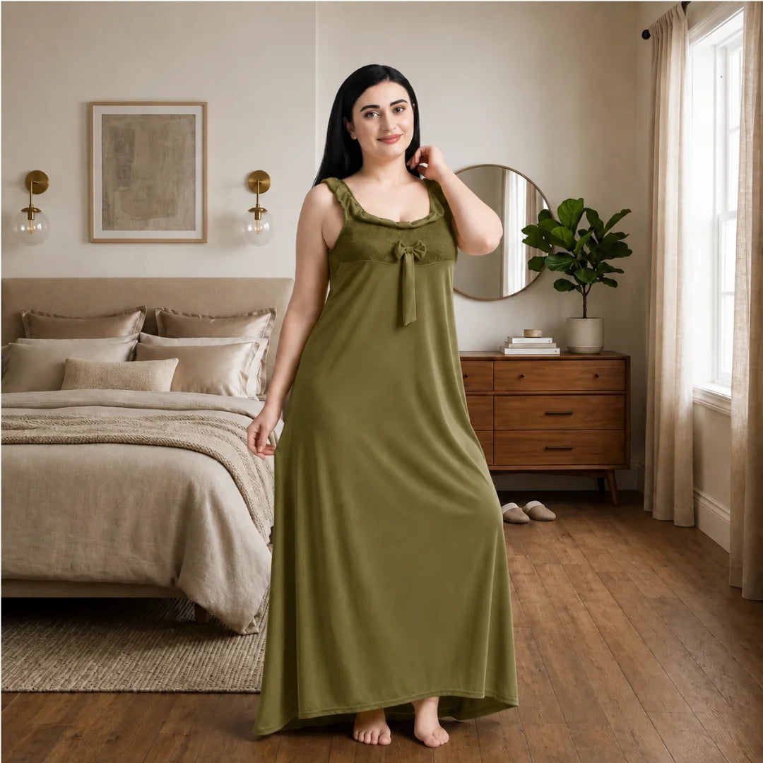 Women's 6-Piece Satin Nightwear Lingerie Set with Robe, Nighty, Babydoll, Shorts, Bra & Panty – Green