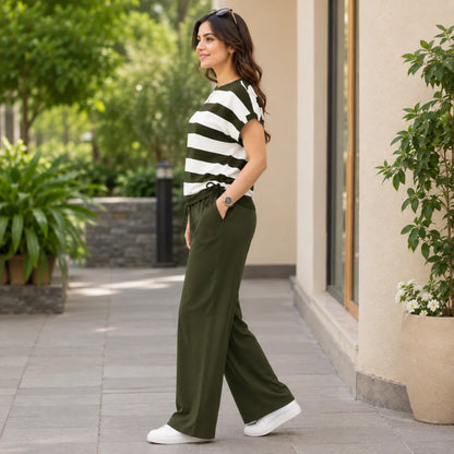 100 ZOO Women's Cotton Blend T-Shirt & Track Pants Co-Ord Set