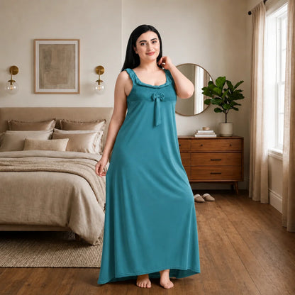 Women's 6-Piece Satin Nightwear Lingerie Set with Robe, Nighty, Babydoll, Shorts, Bra & Panty – Aqua Blue