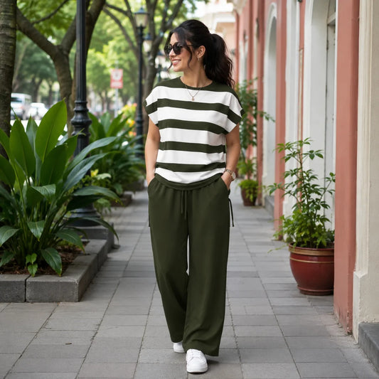 100 ZOO Women's Cotton Blend T-Shirt & Track Pants Co-Ord Set