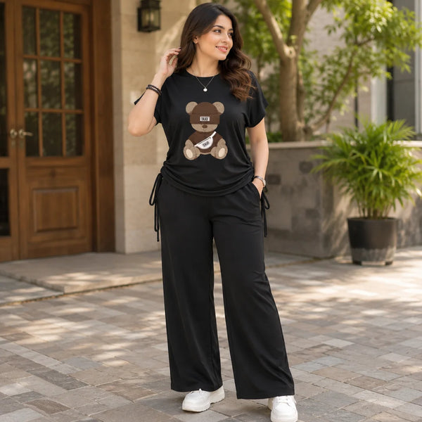 Women's Cotton Blend T-Shirt & Track Pants Co-Ord Set