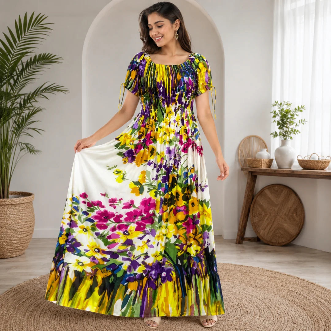 100 ZOO Women's Rayon Printed Maxi Dress