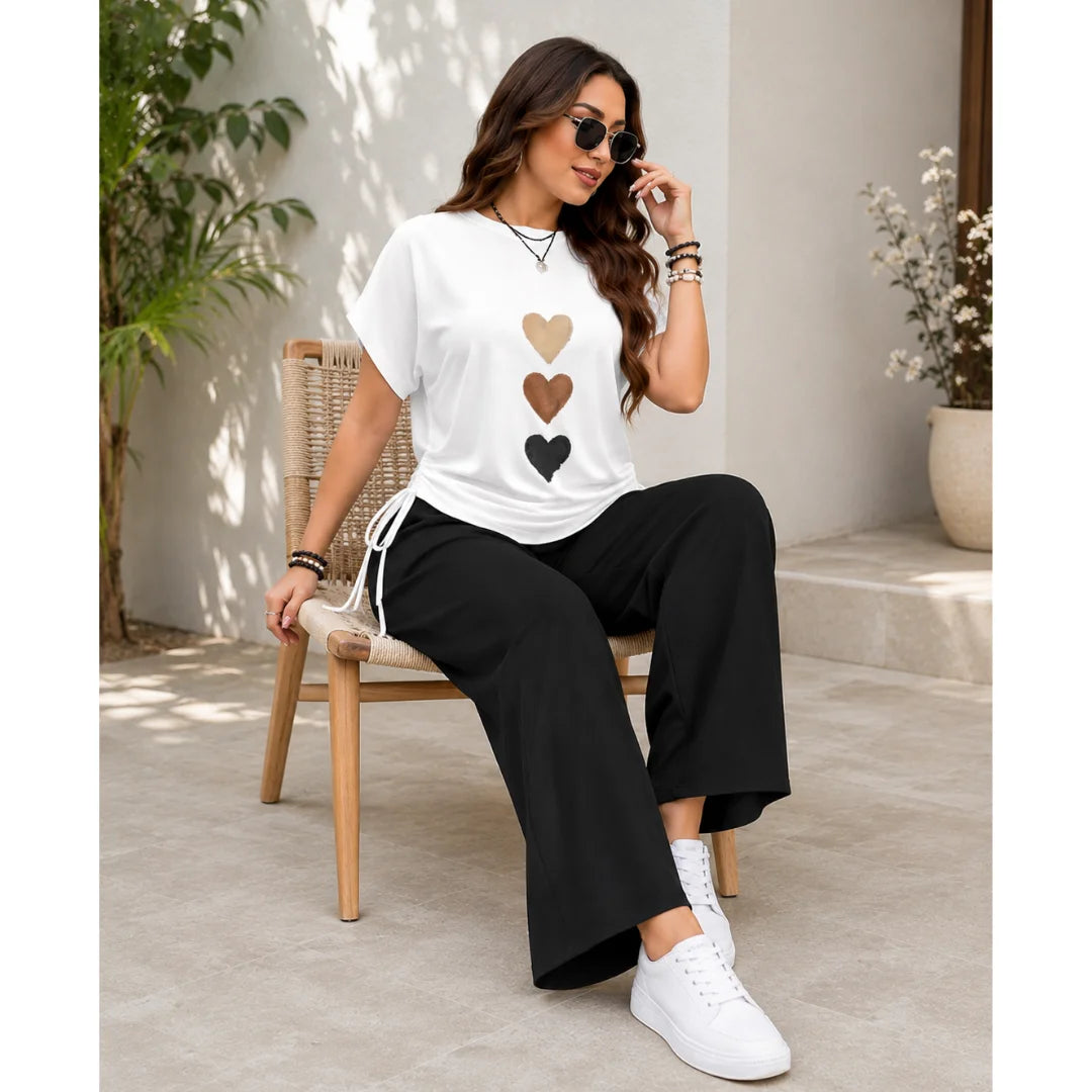 Women's Cotton Blend Crop Top & Track Pant Co-Ord Set