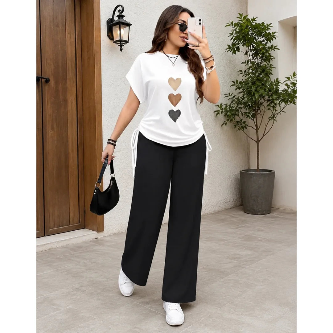 Women's Cotton Blend Crop Top & Track Pant Co-Ord Set