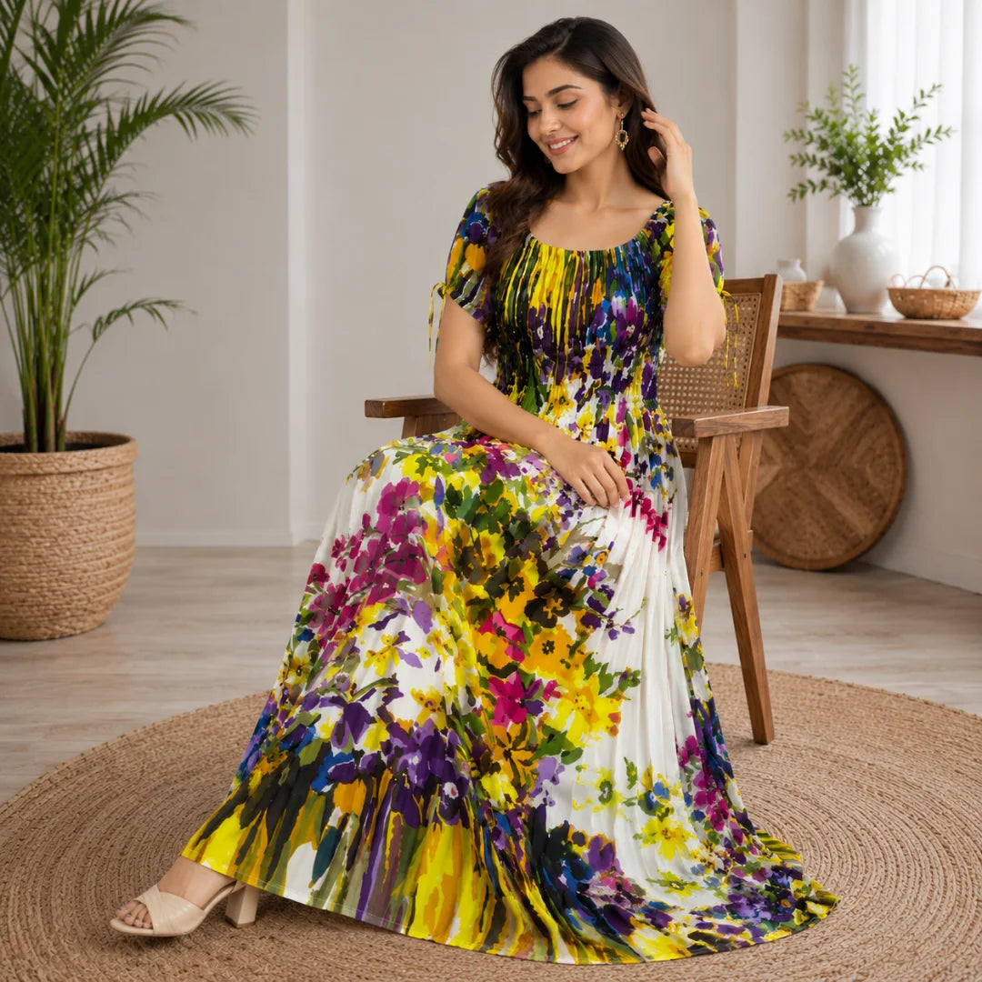 100 ZOO Women's Rayon Printed Maxi Dress
