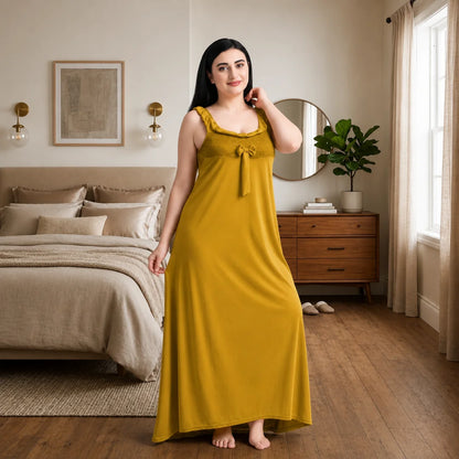 Women's 6-Piece Satin Nightwear Lingerie Set with Robe, Nighty, Babydoll, Shorts, Bra & Panty – Yellow