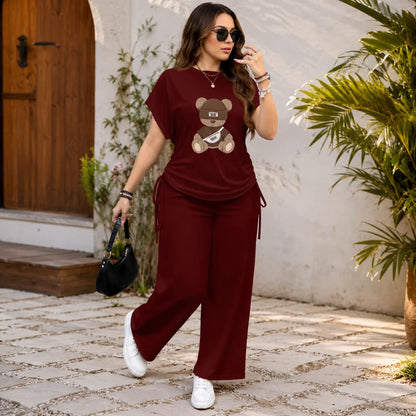 Women's Cotton Blend Printed T-Shirt & Track Pants Co-Ord Set