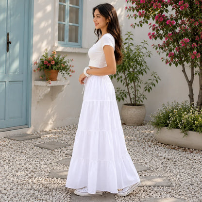 Women's Rayon Tiered Ankle-Length Maxi Skirt